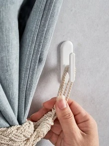 2pcs/4pcs/8pcs No-Drill Stick On Wall Curtain Hooks Gifts Birthday Graduation - White - View 3