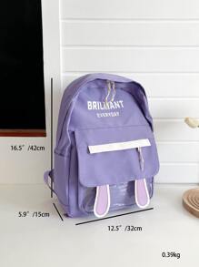 Rabbit Ear Decor Functional Backpack School Bag For Graduate, Teen Girls, Freshman, Sophomore, Junior & Senior In College, University & High School, Perfect For Outdoors ,Travel & Back To School - Purple - View 3