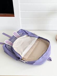 Rabbit Ear Decor Functional Backpack School Bag For Graduate, Teen Girls, Freshman, Sophomore, Junior & Senior In College, University & High School, Perfect For Outdoors ,Travel & Back To School - Purple - View 4