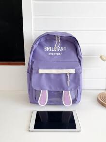 Rabbit Ear Decor Functional Backpack School Bag For Graduate, Teen Girls, Freshman, Sophomore, Junior & Senior In College, University & High School, Perfect For Outdoors ,Travel & Back To School - Purple - View 5