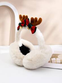 Antler & Bow Decor Fluffy Earmuffs - Beige - View 3