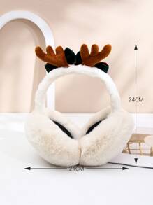 Antler & Bow Decor Fluffy Earmuffs - Beige - View 4