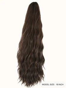 Claw Clip Medium Curly Ponytail Synthetic Hair Extension - Brown - View 2