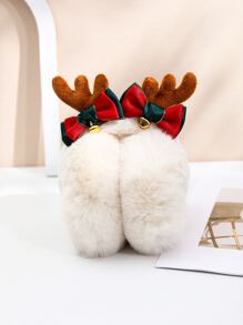 Antler & Bow Decor Fluffy Earmuffs - Beige - View 5