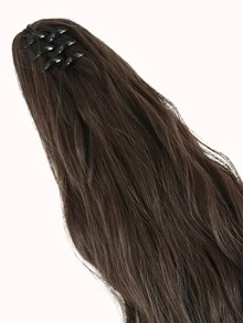 Claw Clip Medium Curly Ponytail Synthetic Hair Extension - Brown - View 4