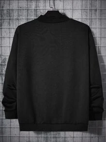 Manfinity RebelGame Men Plus Slogan Graphic Mock Neck Sweatshirt - Black - View 2