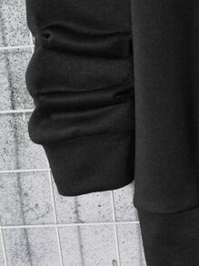 Manfinity RebelGame Men Plus Slogan Graphic Mock Neck Sweatshirt - Black - View 3