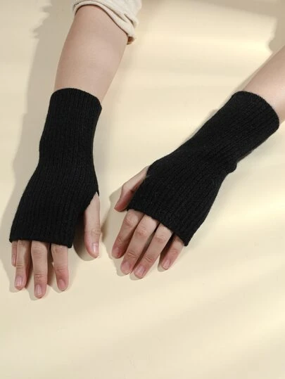 素色露指手套