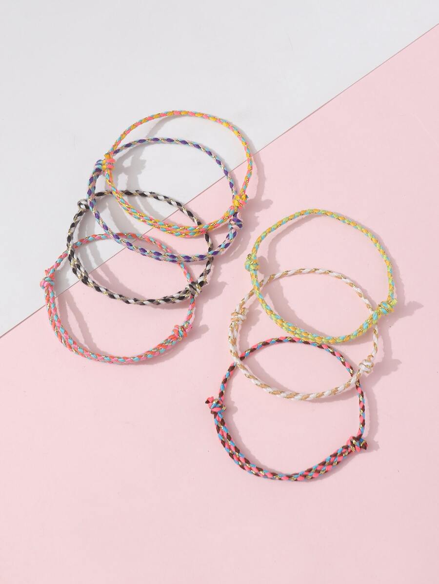 Vòng tay bện khối màu 7 chiếc cho bé gái - Nhiều màu - Xem 1