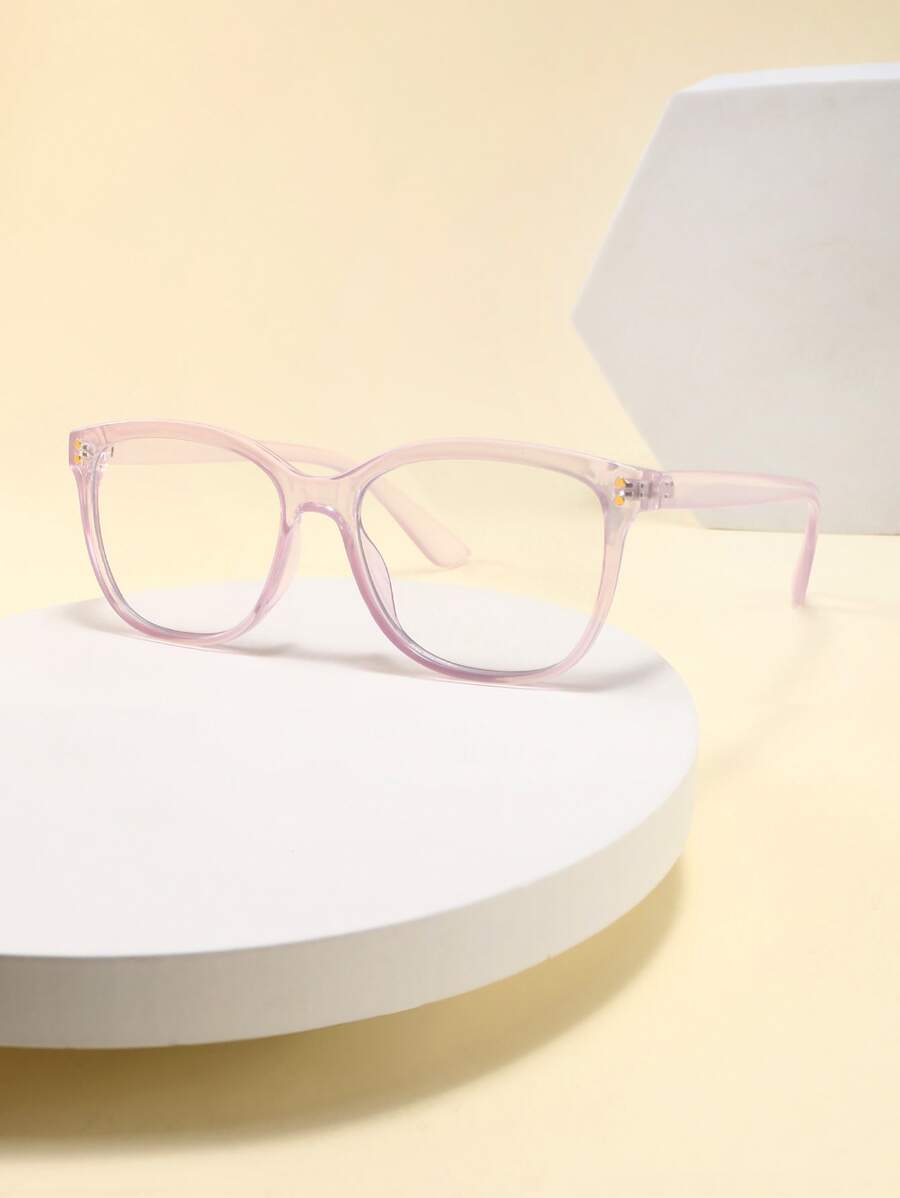 Square Frame Women's Fashionable Design Glasses - Mauve Purple - View 1
