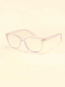 Square Frame Women's Fashionable Design Glasses - Mauve Purple - View 2