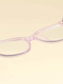 Square Frame Women's Fashionable Design Glasses - Mauve Purple - View 3