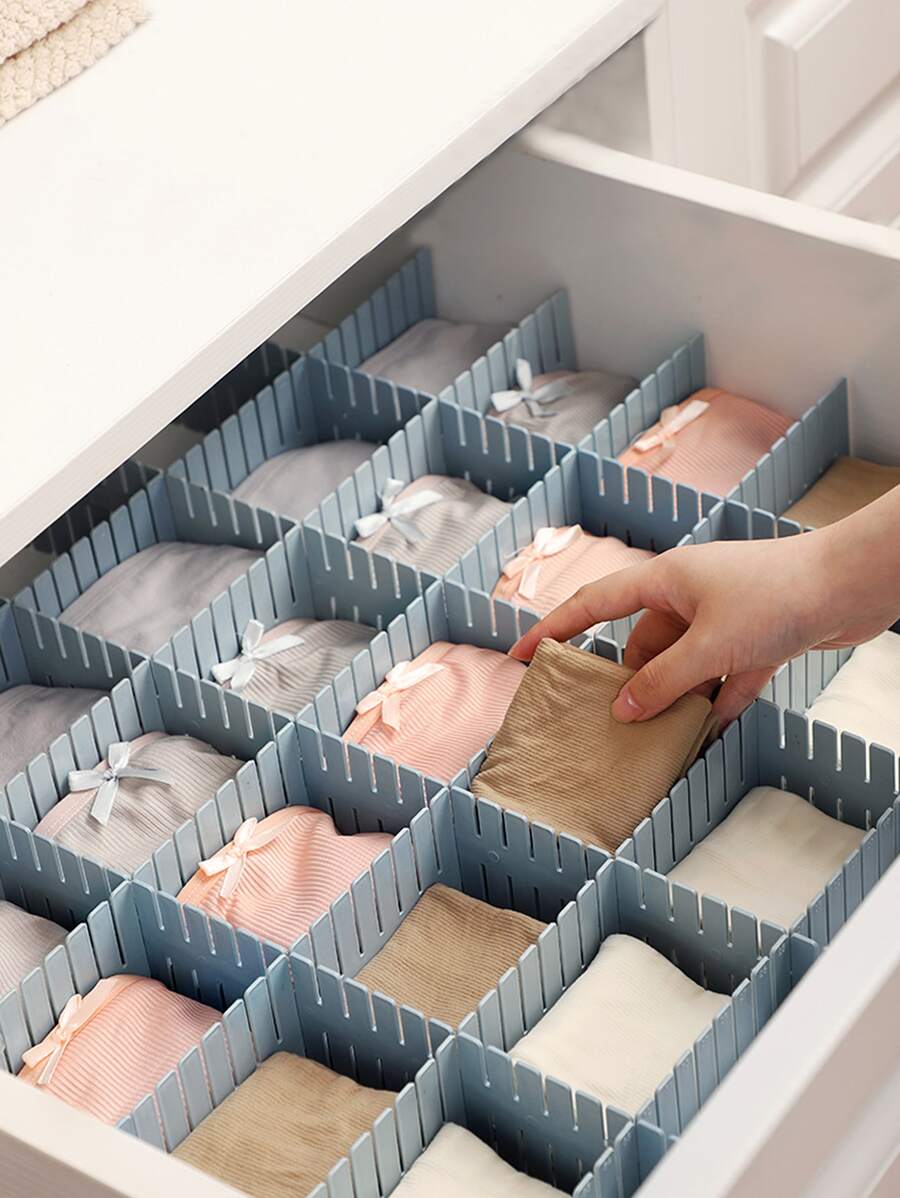 4 piezas Divisor de cajón de plástico - Azul - Ver 1