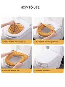 1pc Cartoon Embroidery Random Toilet Seat Cover - Multicolor - View 2