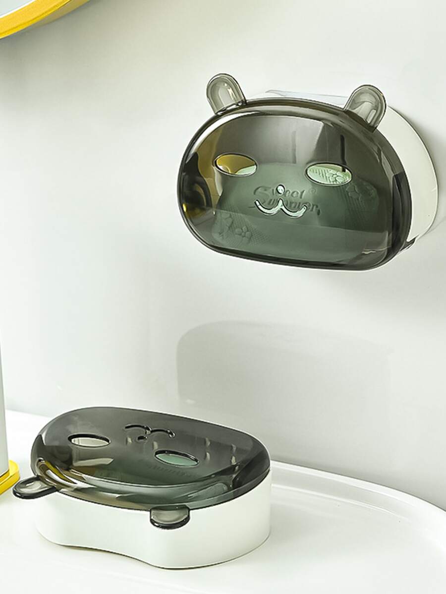 1pc Wall Mounted Soap Dish - Grey - View 1