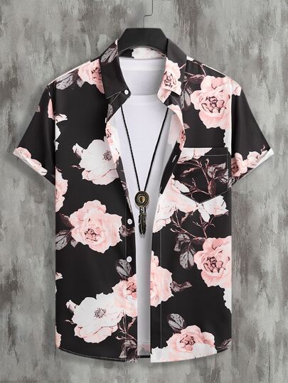 Guys Floral Print Shirt Without Tee