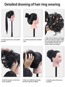 合成耐热发髻短卷发渐变金发 4 英寸便宜日常使用初学者友好型，可随时佩戴 - 彩色 - 查看 6