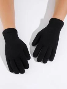 Găng tay lót nhung trơn cho nam Phụ kiện Halloween Găng tay mùa đông - màu đen - Xem 3