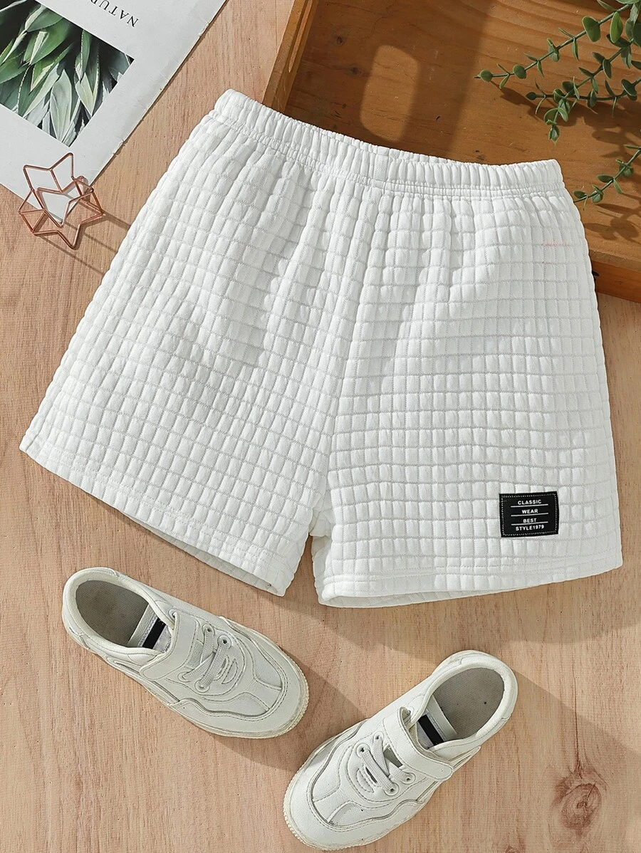 Girls Letter Patched Detail Shorts