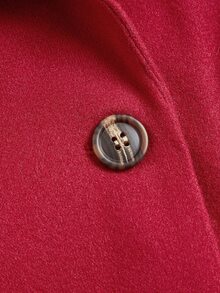 SHEIN Clasi Plus Double Breasted Belted Overcoat - Rose Red - View 3