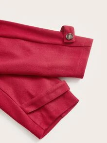 SHEIN Clasi Plus Double Breasted Belted Overcoat - Rose Red - View 4