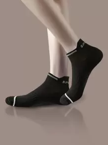 1雙字母圖案運動襪子 - 黑色 - 查看 1