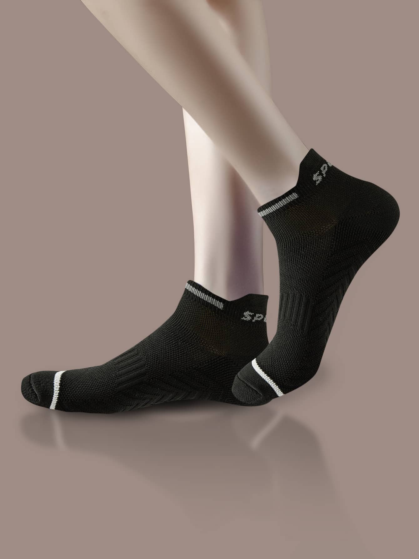 1雙字母圖案運動襪子 - 黑色 - 查看 1