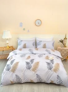 Set colcha sin relleno con patrón de hoja - Multicolor - Ver 5
