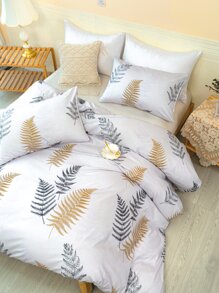 Set colcha sin relleno con patrón de hoja - Multicolor - Ver 1