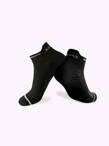 1雙字母圖案運動襪子 - 黑色 - 查看 3