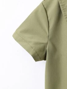 小男童絨毛熊裝飾襯衫連體短褲