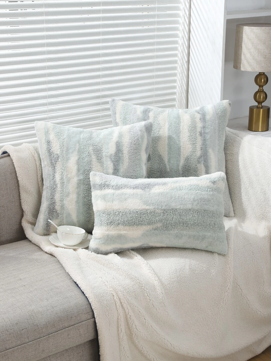 1入組撞色長毛絨靠墊套不附帶墊芯 - 彩色 - 查看 1