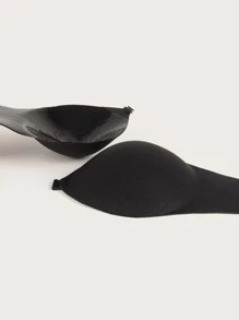 大碼素色自粘式胸衣 - 黑色 - 查看 3