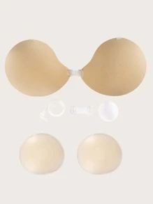 Plus 2pairs Round Shape Silicone Self Adhesive Bra - Apricot - View 3