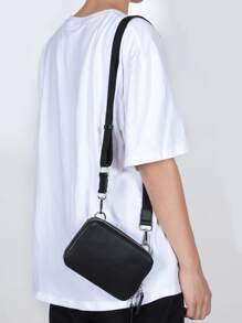 Túi Đeo Ngang Mini Túi Đeo Túi Đeo Vai Túi Vuông Chống Thấm Nước Cho Thể Thao Du Lịch Đại Học Kinh Doanh Da PU Tối Giản Vintage Công Sở Thường Ngày Dạo Phố dành Cho Nam Quà Tặng Bé Trai Cho Bạn Trai - màu đen - Xem 5