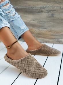 Minimalist Fluffy Bedroom Slippers - Coffee Brown - View 3