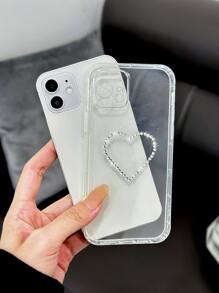 Rhinestone Heart Decor Clear Phone Case Compatible With IPhone 11,IPhone 13,IPhone 14 Pro Max - Clear - View 2