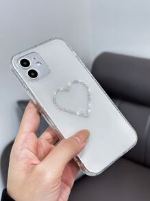 Rhinestone Heart Decor Clear Phone Case Compatible With IPhone 11,IPhone 13,IPhone 14 Pro Max - Clear - View 3