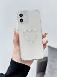 Rhinestone Heart Decor Clear Phone Case Compatible With IPhone 11,IPhone 13,IPhone 14 Pro Max - Clear - View 4