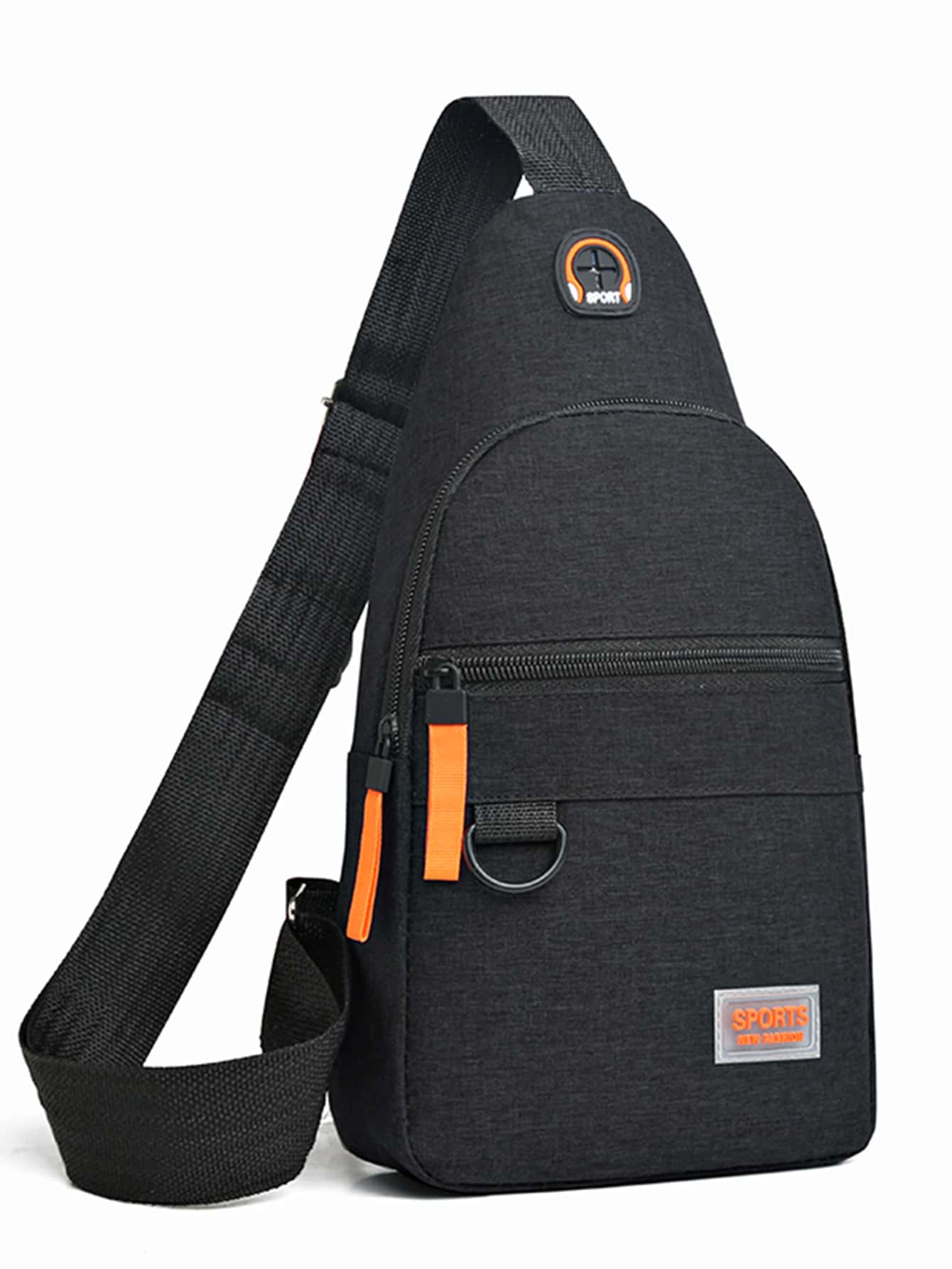 韩版胸包男士时尚单肩包斜挎包牛津布休闲包帆布尼龙商务休闲简约旅行办公带耳机端口可调节肩带斜挎包男士户外礼物爸爸礼物父亲礼物男士礼物情人节礼物腰包腰包黑色包旅行度假必备品 - 黑色 - 查看 1