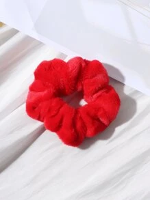 1pc Cute Plush Hair Ties For Girls - Red - View 2