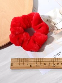 1pc Cute Plush Hair Ties For Girls - Red - View 3