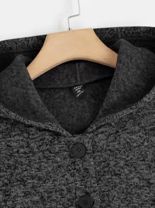 SHEIN LUNE 秋冬加双口袋连帽大衣（不含毛衣） - 深灰色 - 查看 5