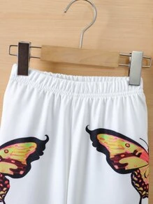 Toddler Girls Butterfly Print Joggers - White - View 5