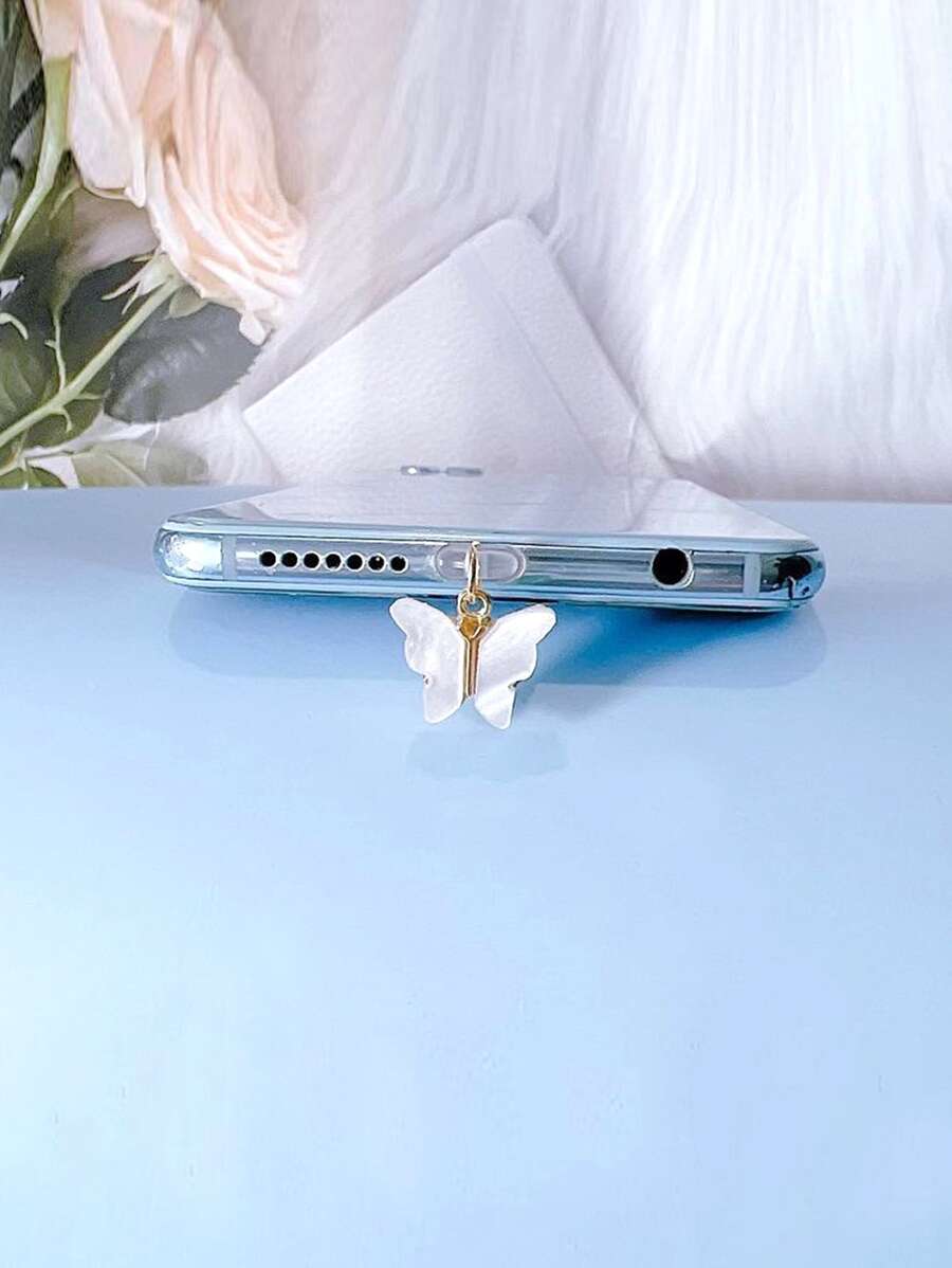 1pc Butterfly Design Dust Plug - White - View 1