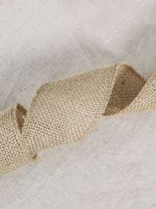 1pc 2m/roll Natural Jute Burlap Ribbon For Craft Vintage Rustic Wedding Party, Decorative DIY Home Gift Wrapping Supply - Khaki - View 4