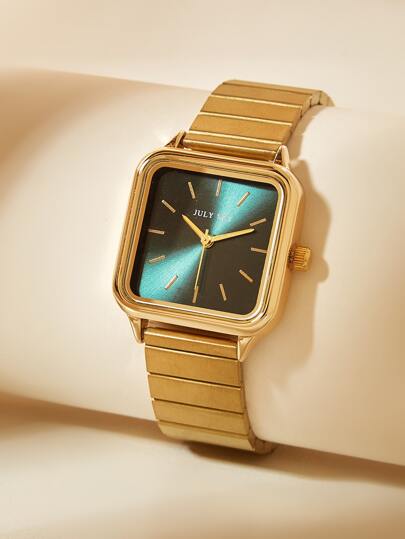 JULYSKY 1pc Women Goud Elegante Minimalist Stainless Steel Strap Quartz Watch, As Holiday Or view 2