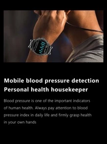 1 件黑色钢带 Tft1.28 智能手表，配有多功能圆形表盘，用于心率监测和睡眠跟踪，兼容 Android 和 。 - 黑色 - 查看 9