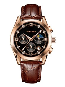 MXXSEE Ngày lễ dành cho nam giới Đồng hồ thạch anh ba mặt số - màu đen - Xem 3