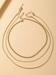 3 piezas Collar de cadena minimalista - Amarillo Oro - Ver 1